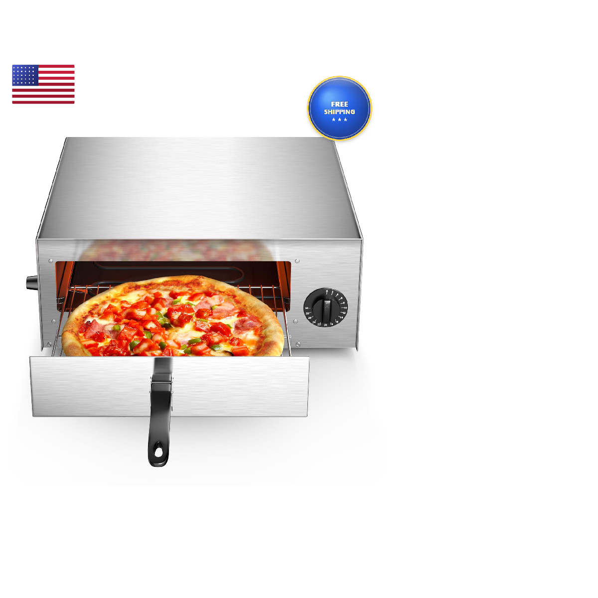 Simoe Electric Pizza Ovenindoor Pizza Oven Tray And 30Mins Timer