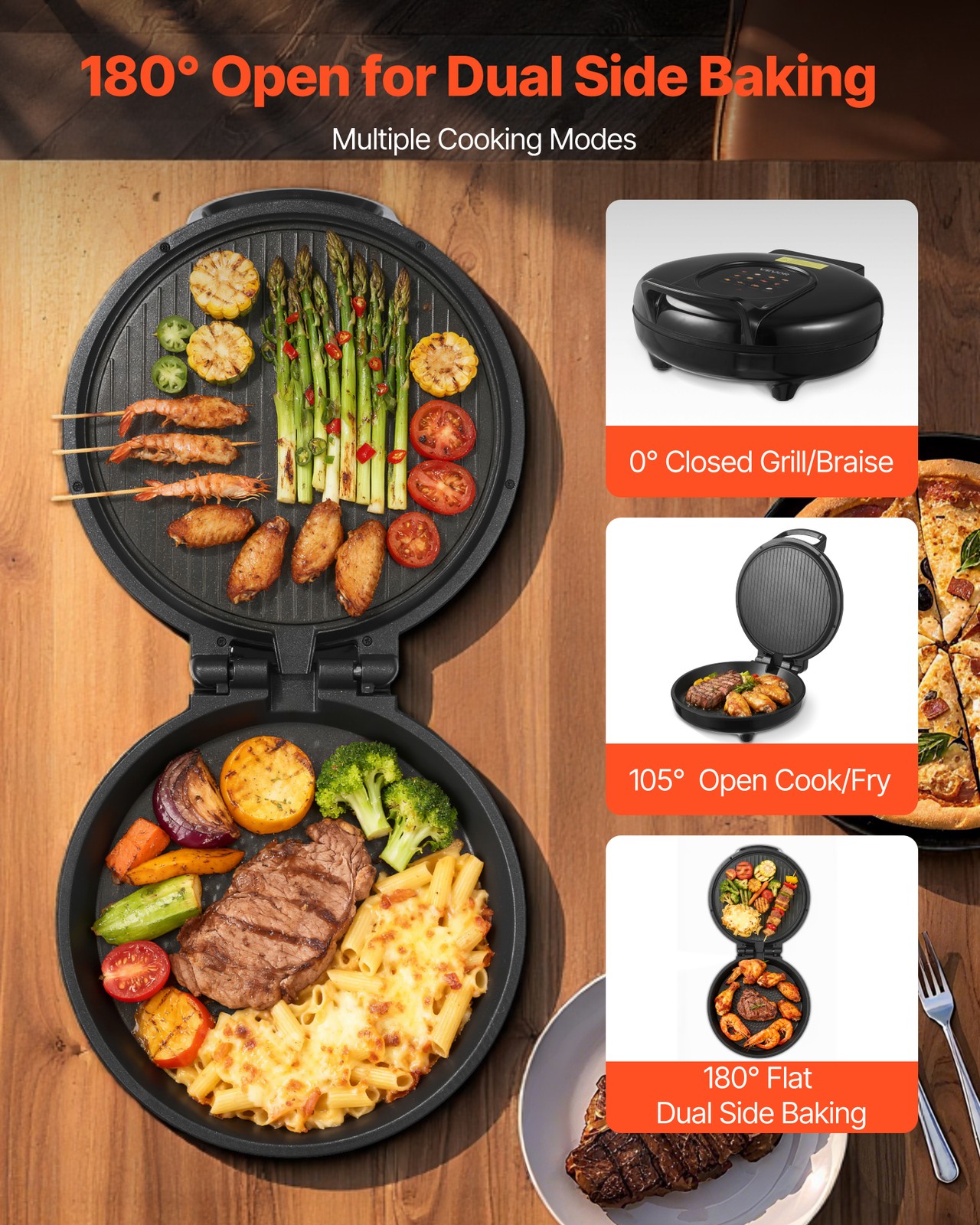 VEVOR Pizza Oven 12 in Portable Electric Pizza Maker 1200W for Pizza & Barbecue