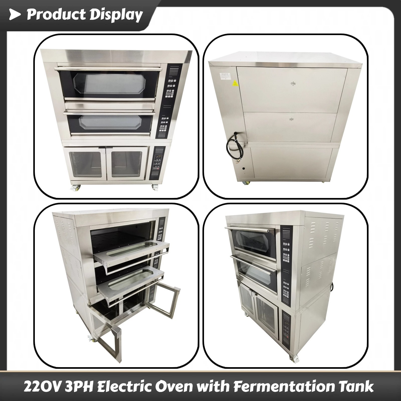 220V 3PH Commercial Movable Electric Oven with Fermentation Tank 68℉-752℉