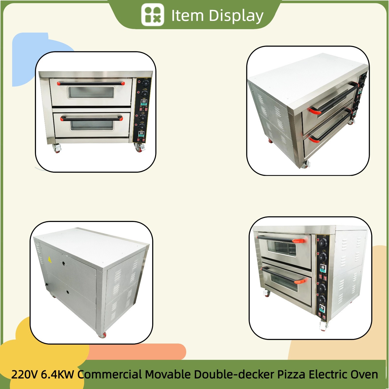 220V 6.4KW Double-decker Meat Roast Heating Electric Bread Baking Oven Toaster