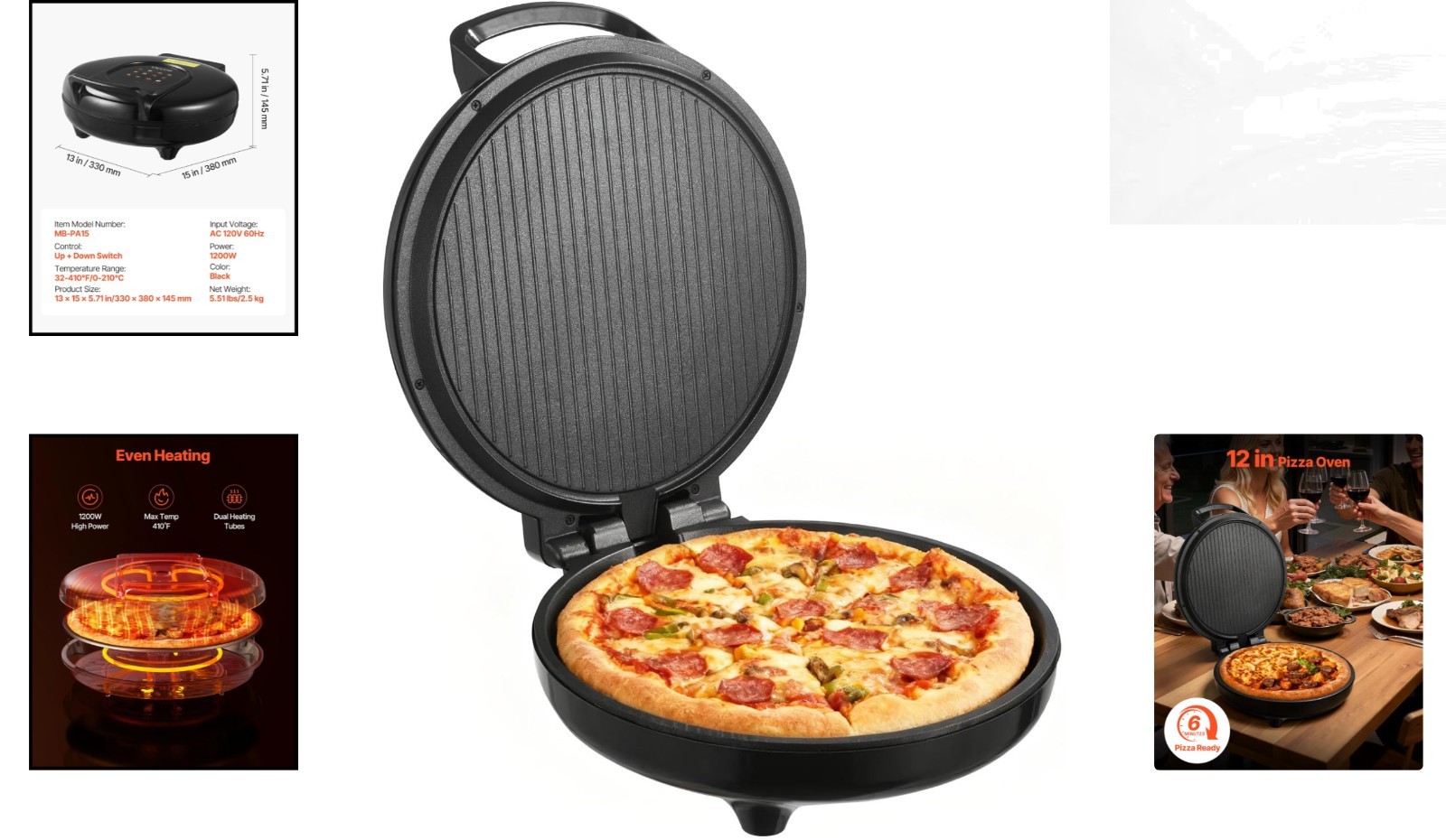 Bake and Grill with 1200W Electric Pizza Maker – Versatile and Easy to Use