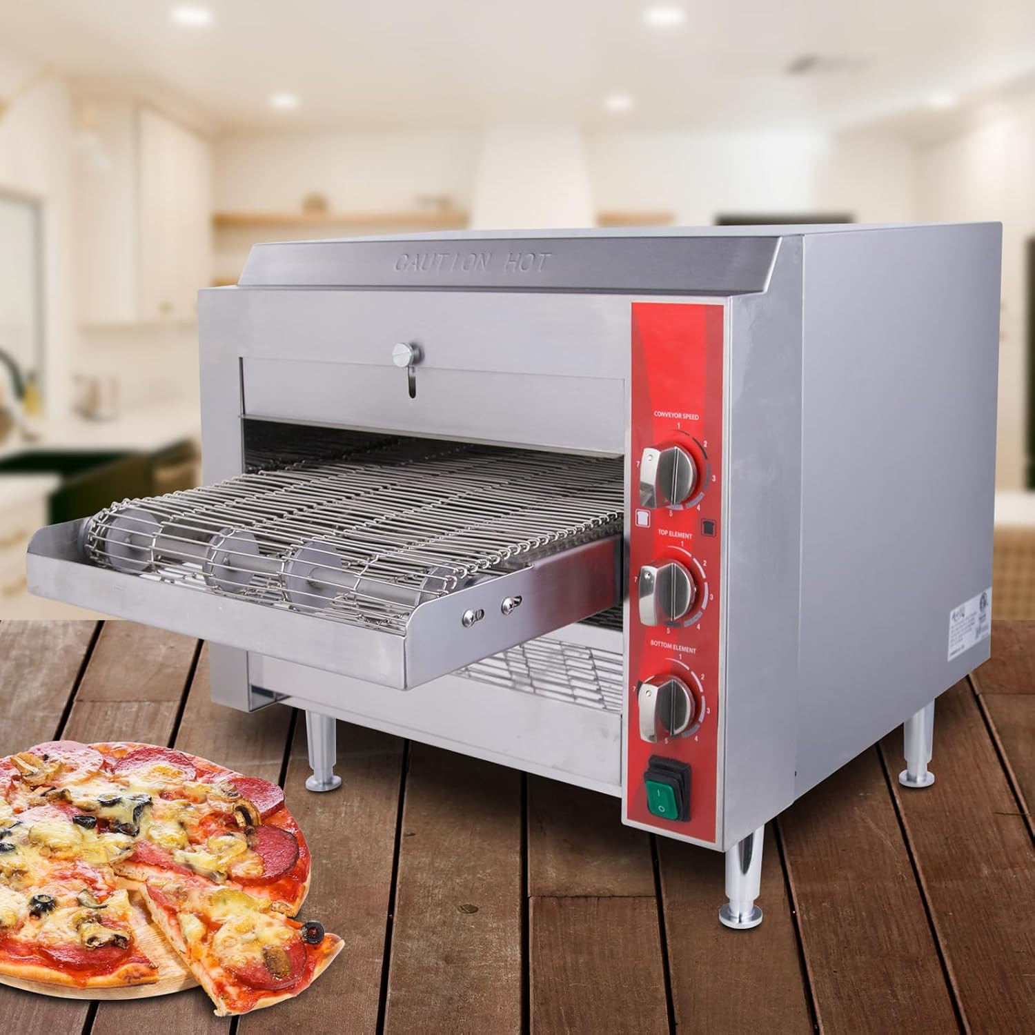 10.5″ Commercial Conveyor Pizza Oven, 1700W 120V Countertop Electric Oven with 1
