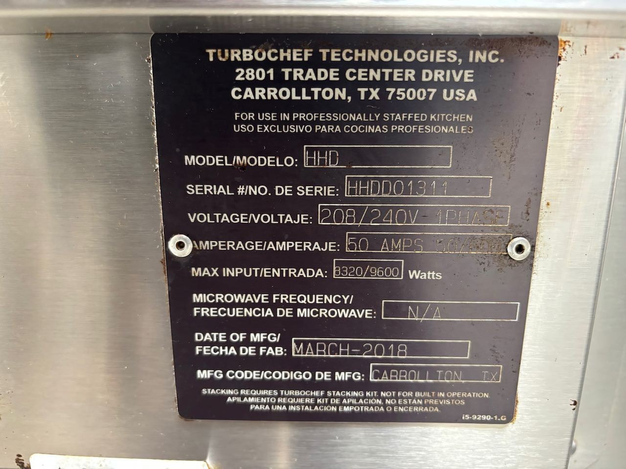 TurboChef HHD Counter Top Double Stack Deck Ventless Electric Oven 208/240V 1 Ph