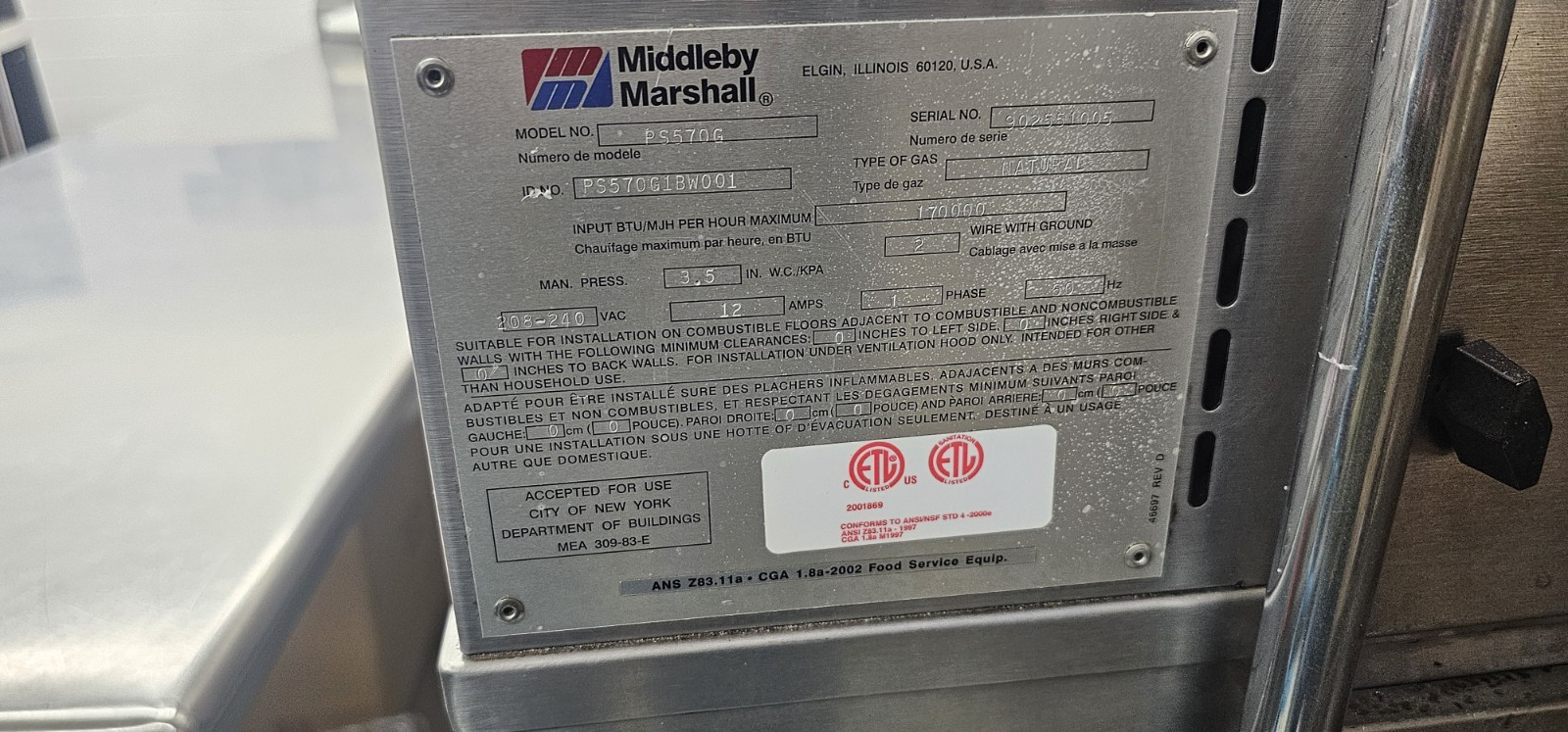 Middleby Marshall PS570G Double Deck Conveyor Pizza Oven, Natural Gas, Stackable