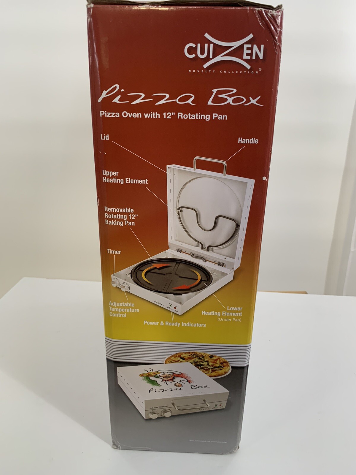 BRAND NEW CuiZen PIZ4012 Pizza Box Oven Medium White COOKING 12″ ROTATING PAN