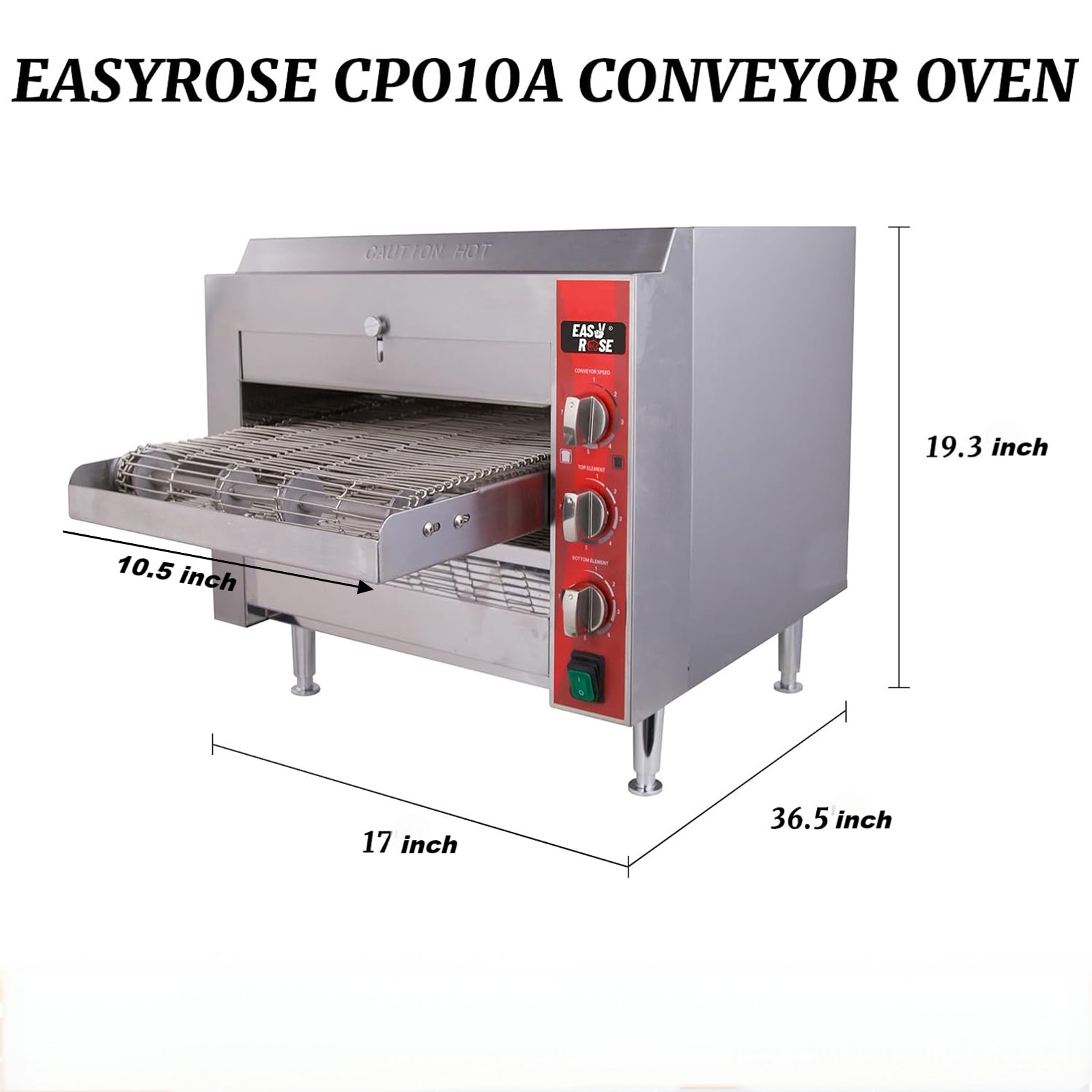 Easyrose Countertop Pizza Conveyor Oven with 10.5″ Belt 1700W 120V 5-15P Plug