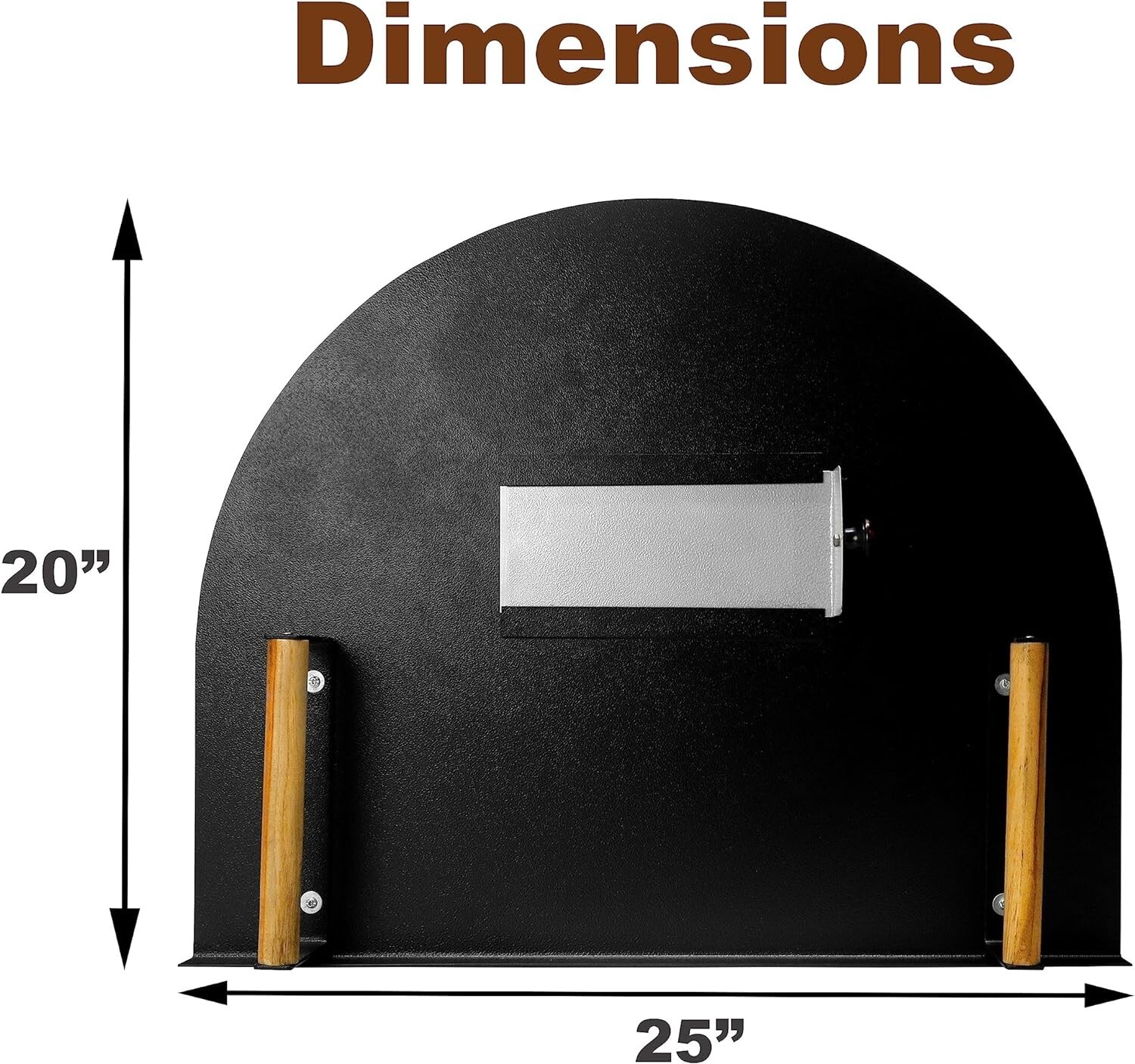 Pizza Oven Door – 20”(H) X 25”(W) – Stainless Steel 304 With Wooden Handles