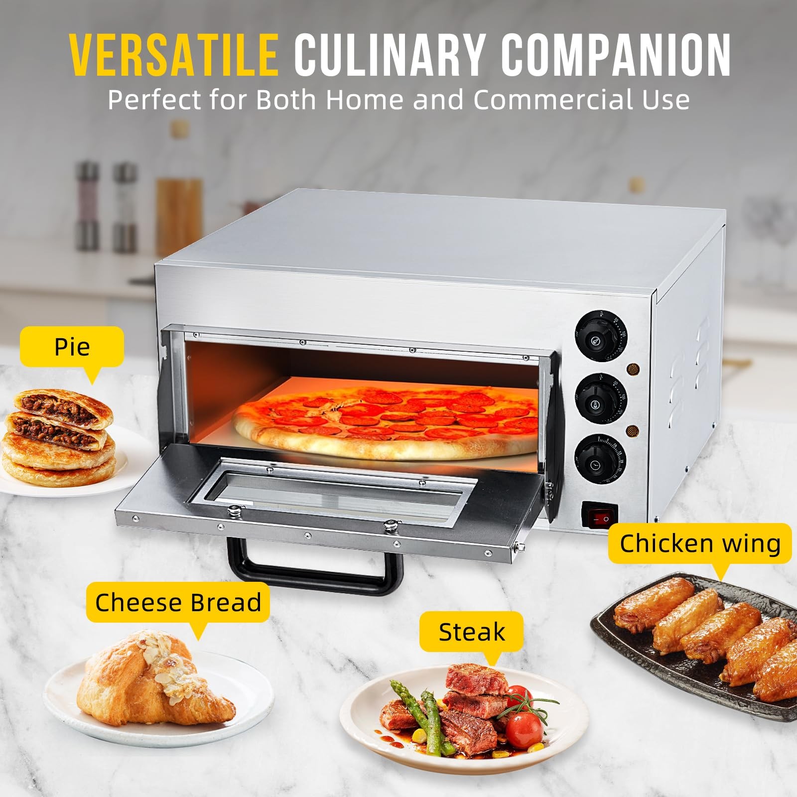 Electric Pizza Oven Countertop, 16 in Commercial Pizza Oven with Adjustable