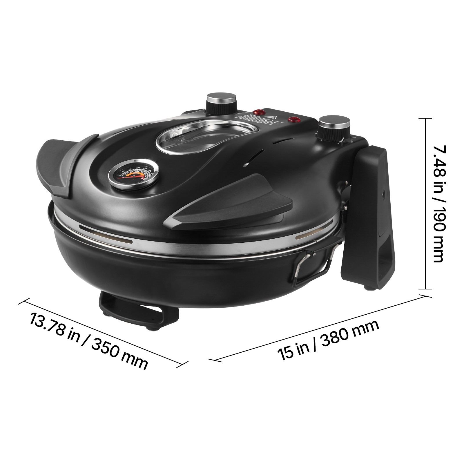 Uimoso 12-Inch Electric Countertop Pizza Oven, 1200W for Home Use (Black)