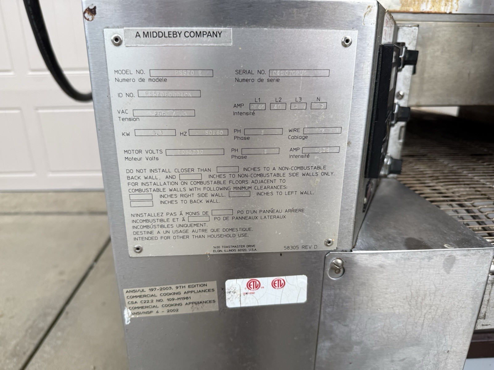 Middleby Marshall PS520E Double Stack Conveyor Pizza Oven **Belt Width 18″**