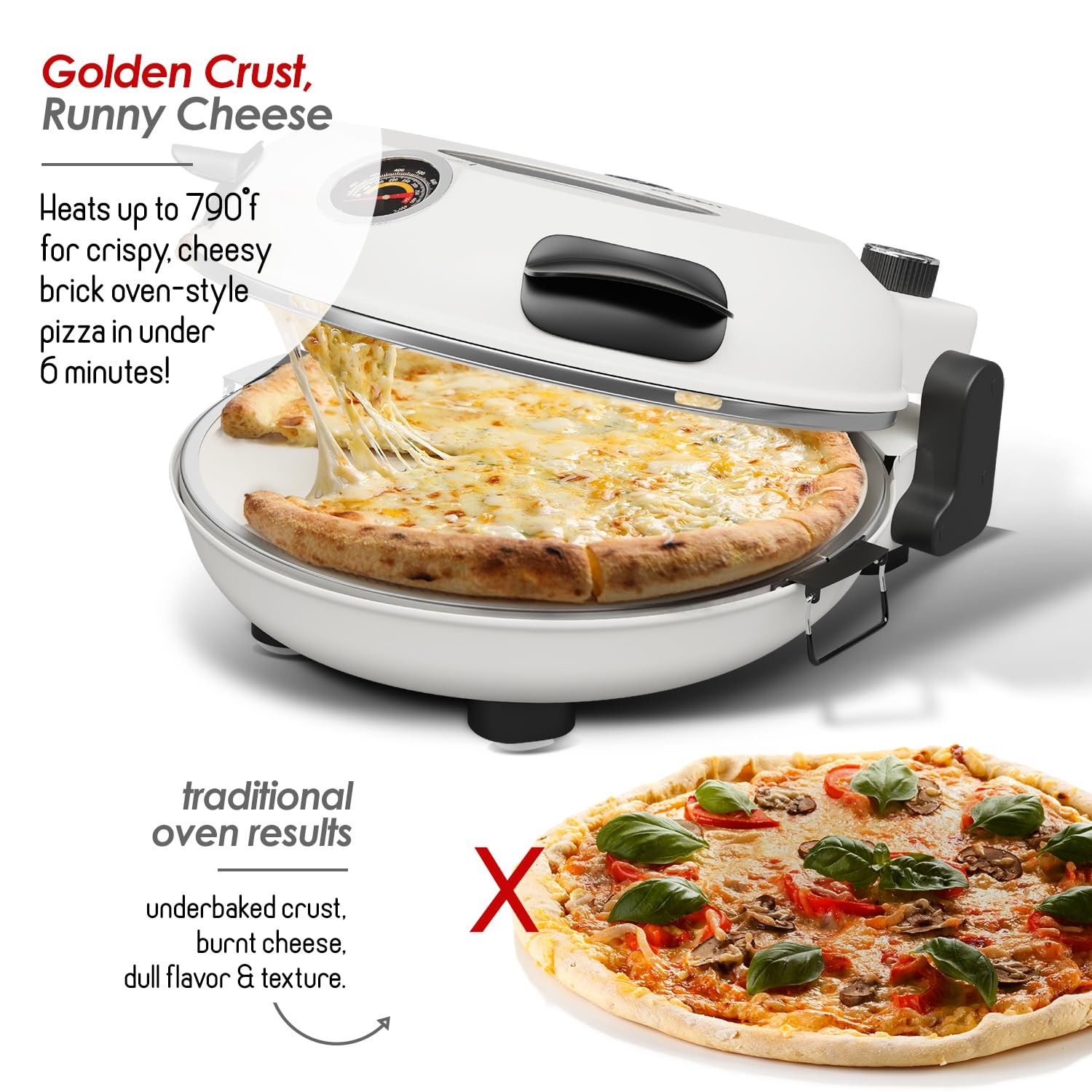 Eatex Electric Pizza Oven Indoor 12 Inch Countertop Pizza Oven Portable Stone