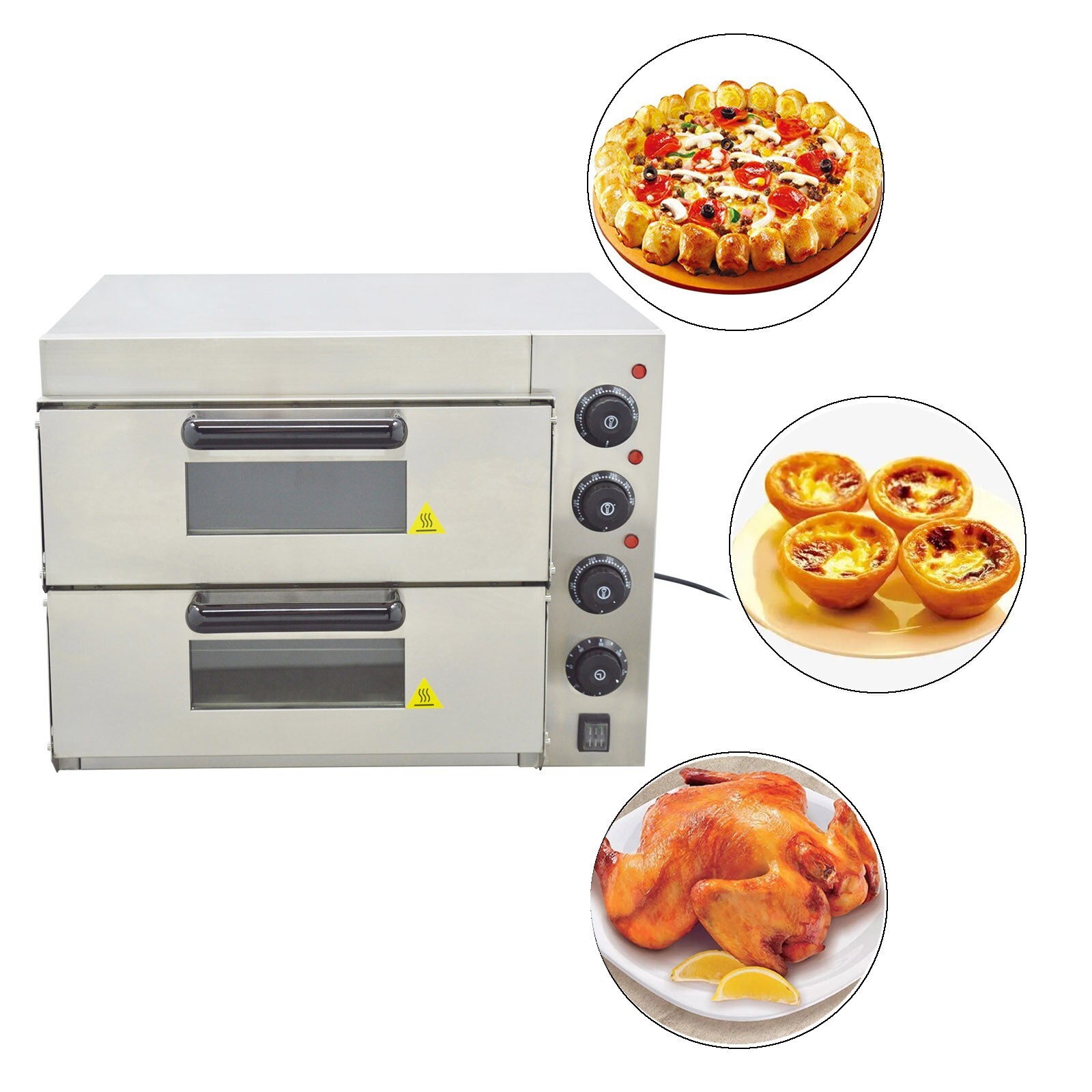 Double Decker Electric Pizza Oven Commercial Roast Chicken Bread Making 220V