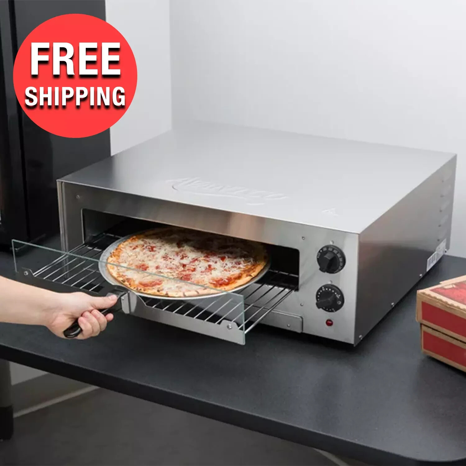 Commercial Stainless Steel Countertop Pizza Oven Toaster for 16″ Diameter Pizzas