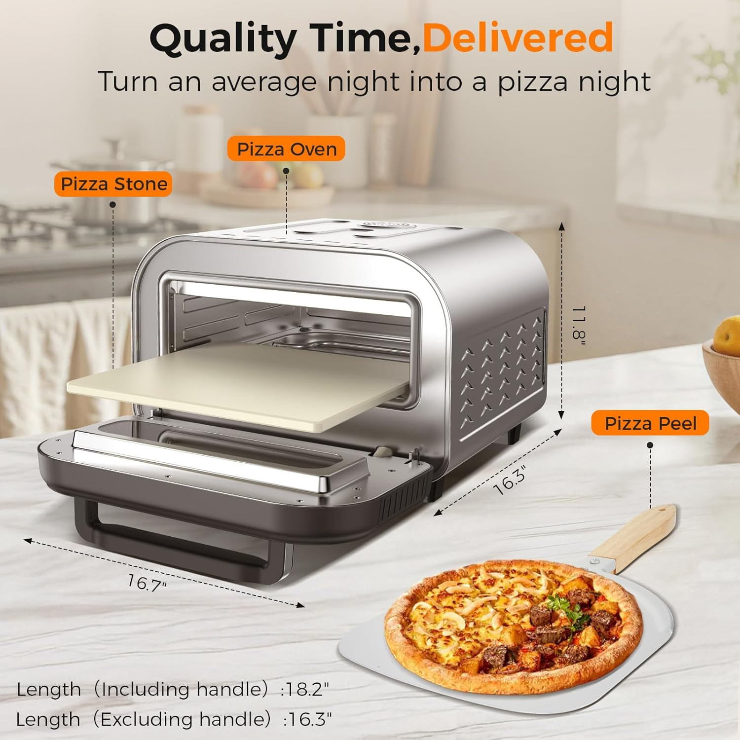 Pizza Oven Indoor,Pizza Maker,Makes 12 Inch Pizzas in 90S at 850°F,Countertop El