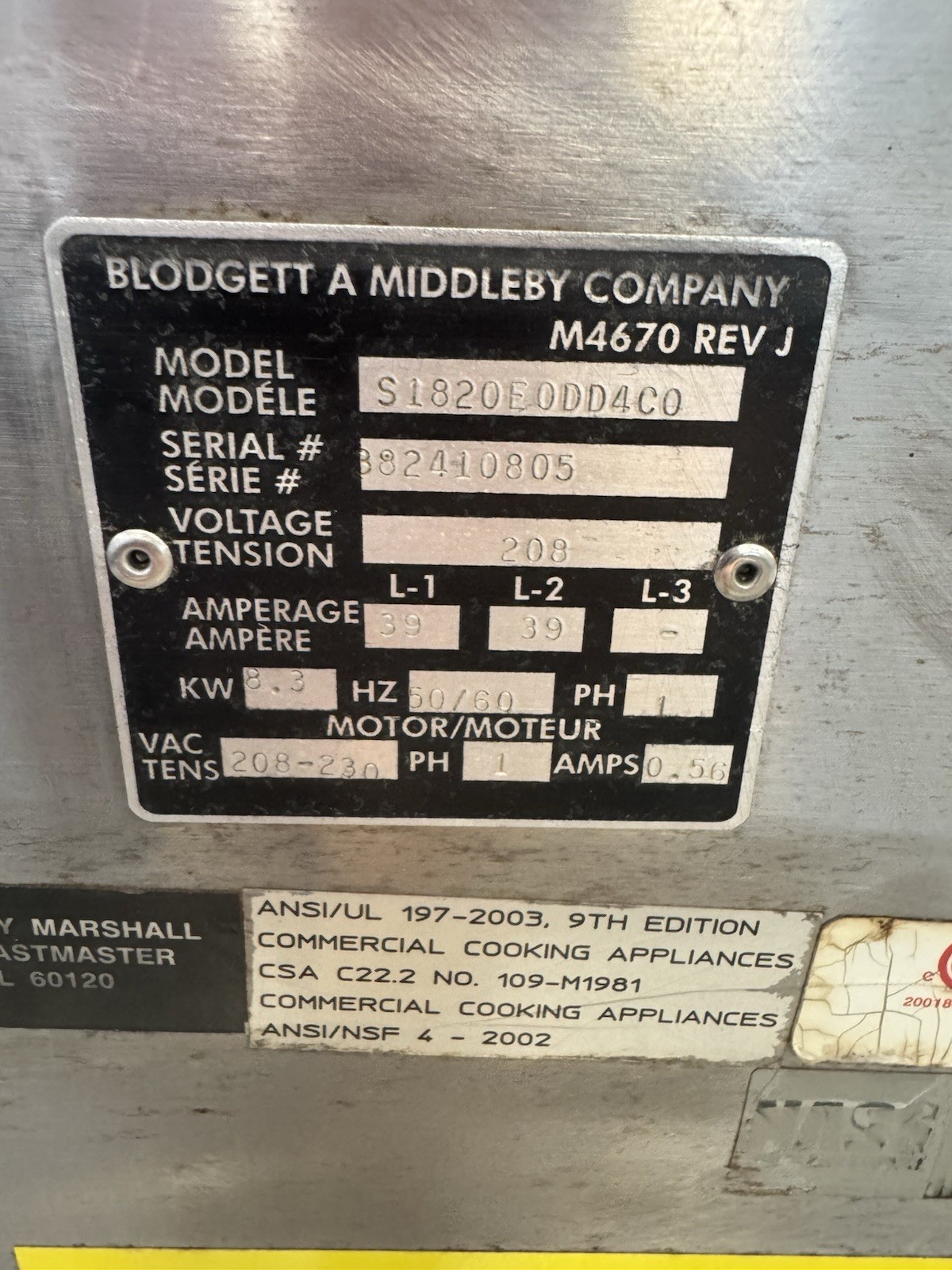 Blodgett Model MT1820E Electric Double Stack Conveyor Oven 208v 1 Phase 18” Belt