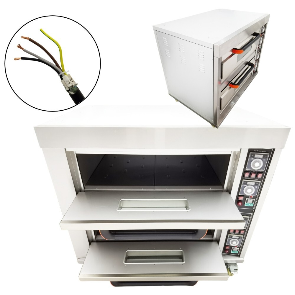 220V Commercial Stainless Steel Large Double Oven Electric Pizza Oven Bread Oven