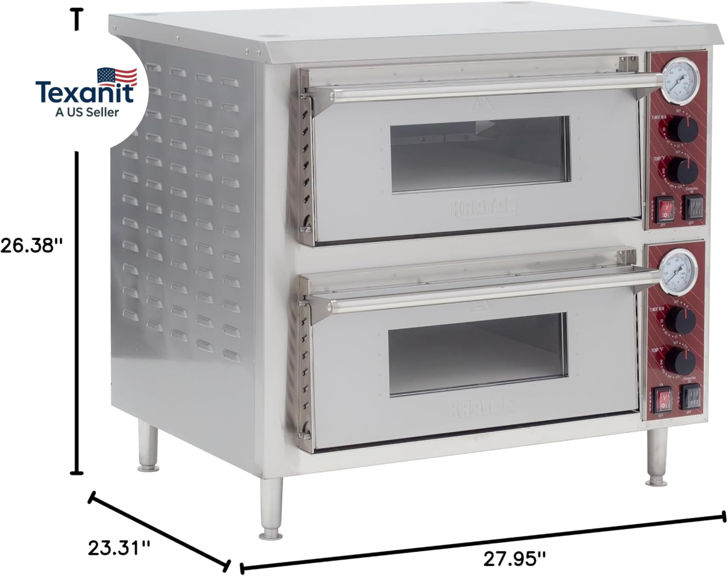 Commercial Oven, Double-Deck Countertop Electric Pizza/Bakery Oven, Stainless St