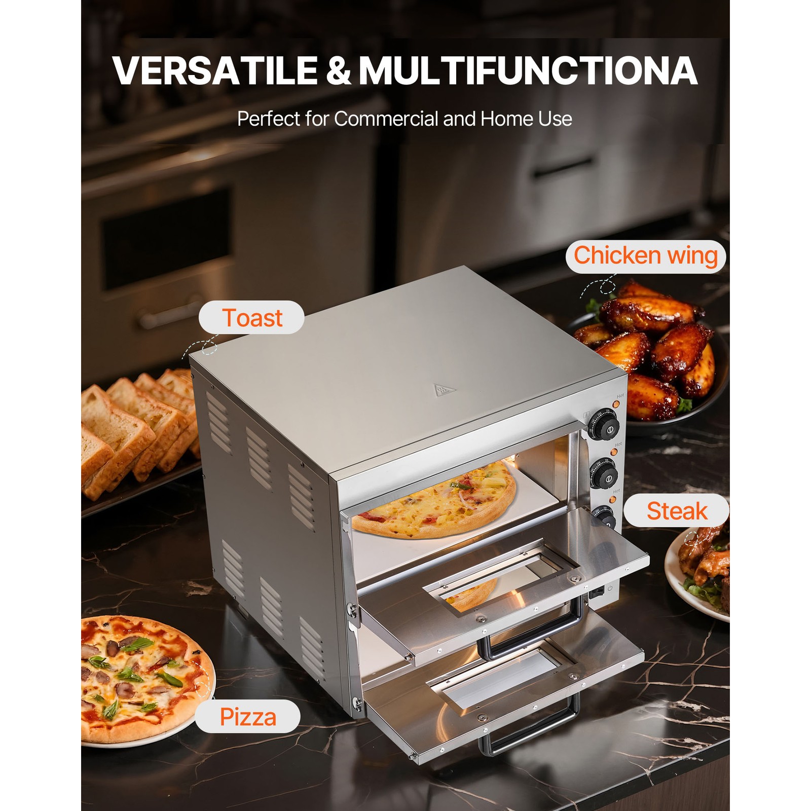 Uimoso Electric Double Deck Countertop Pizza Oven for 16-Inch Pizzas