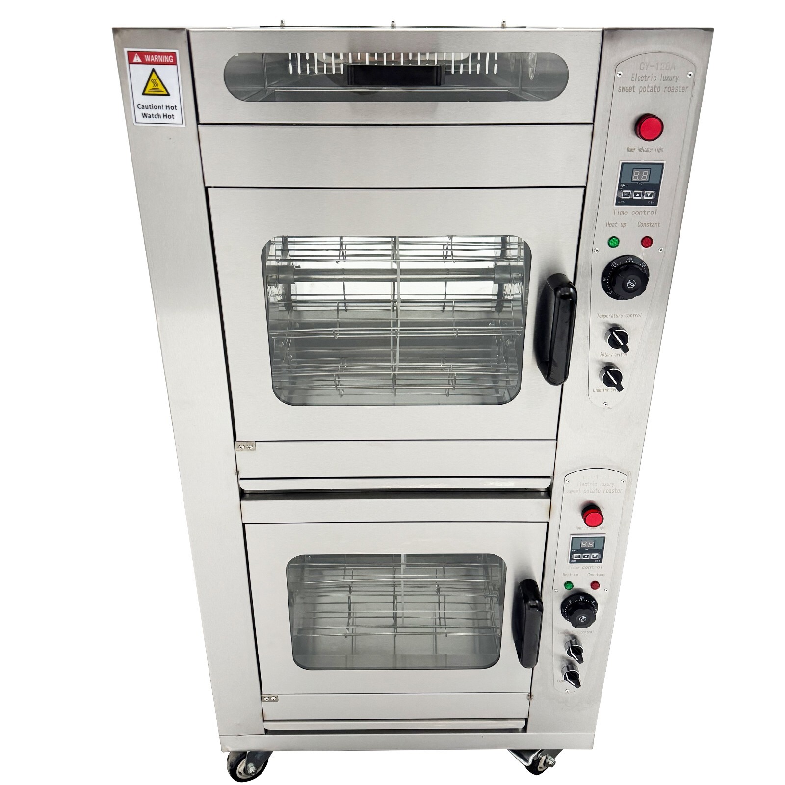 220V Commercial Triple Electric Corn Roaster Oven 5600W Rotary Sweet Potato Corn