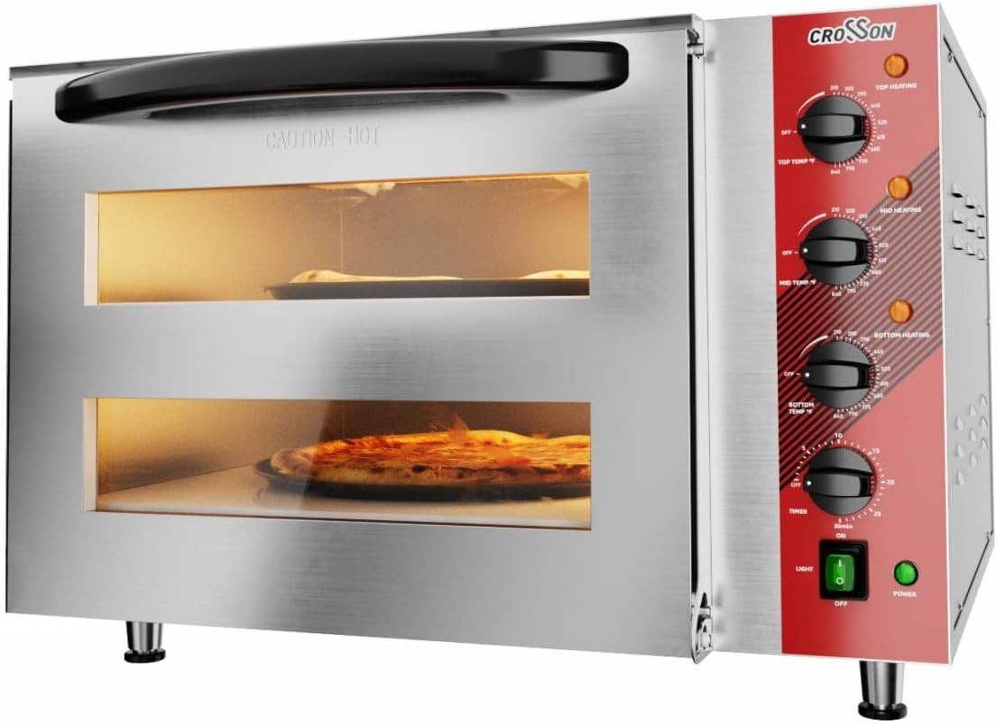 Commercial Double Deck 18″ Countertop Electric Pizza Oven 15Mm Thick Pizza Stone