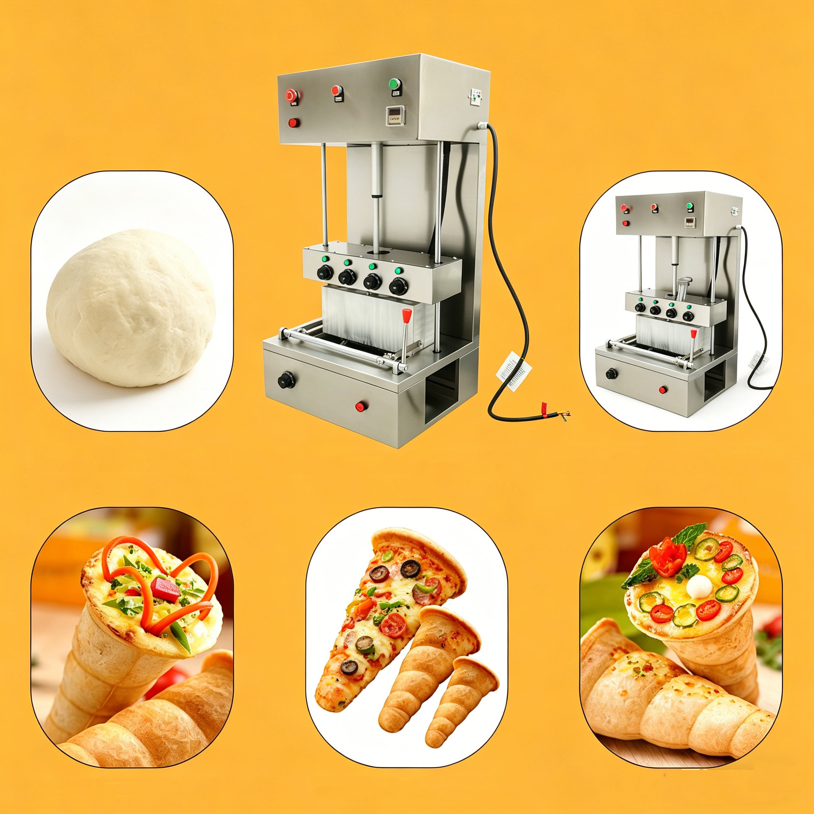 Pizza Cone Forming Machine Pizza Base Press Forming Machine Conical Pizza 4 Head