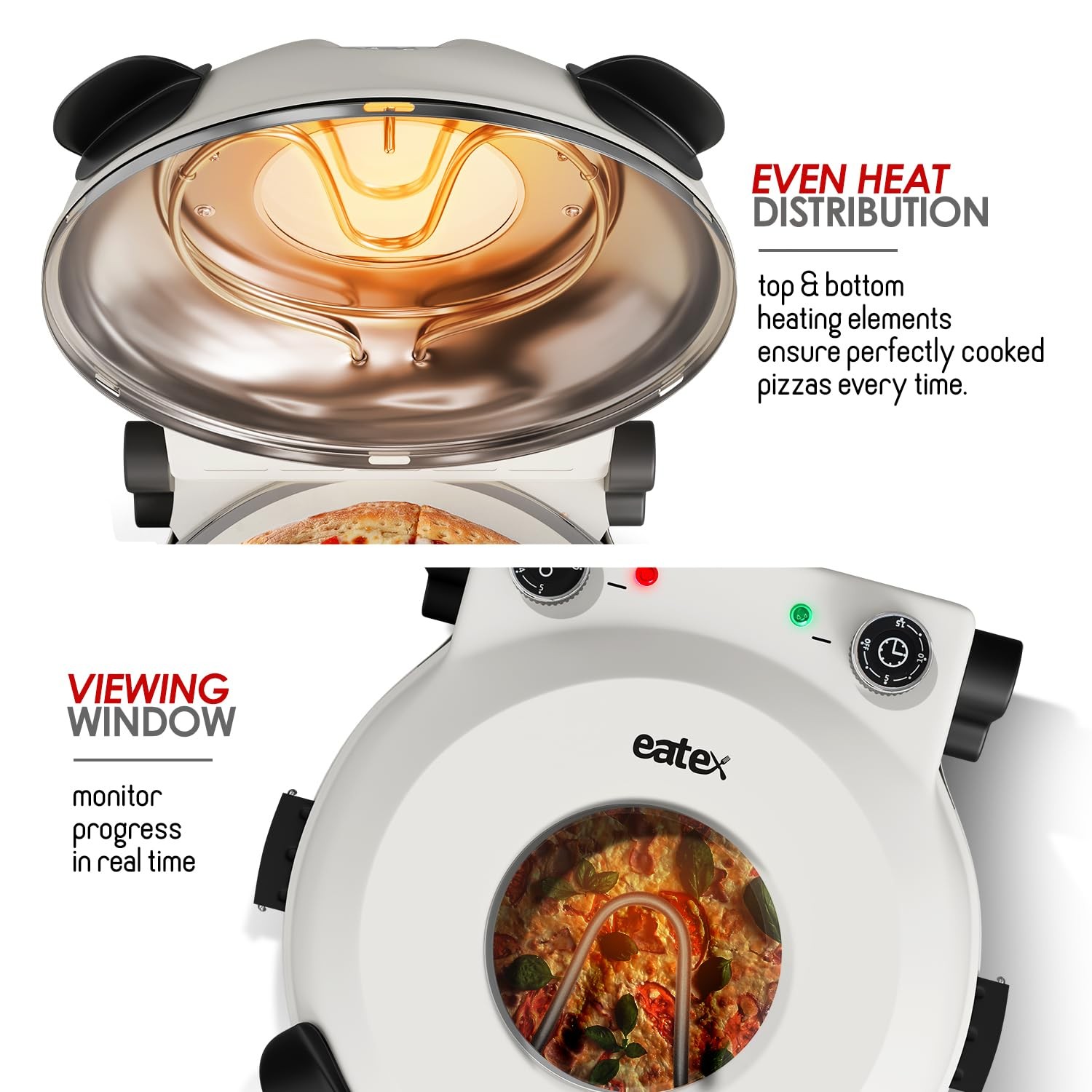 Eatex Electric Pizza Oven Indoor 12 Inch Countertop Pizza Oven Portable Stone