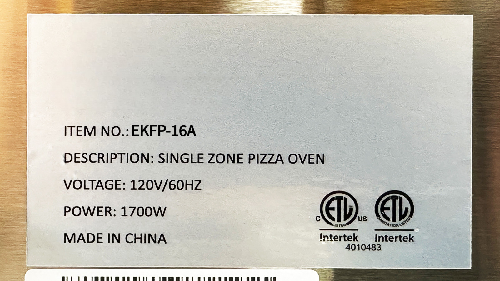 NSF 120V Single Deck Electric Pizza Oven 16″x16″x3″
