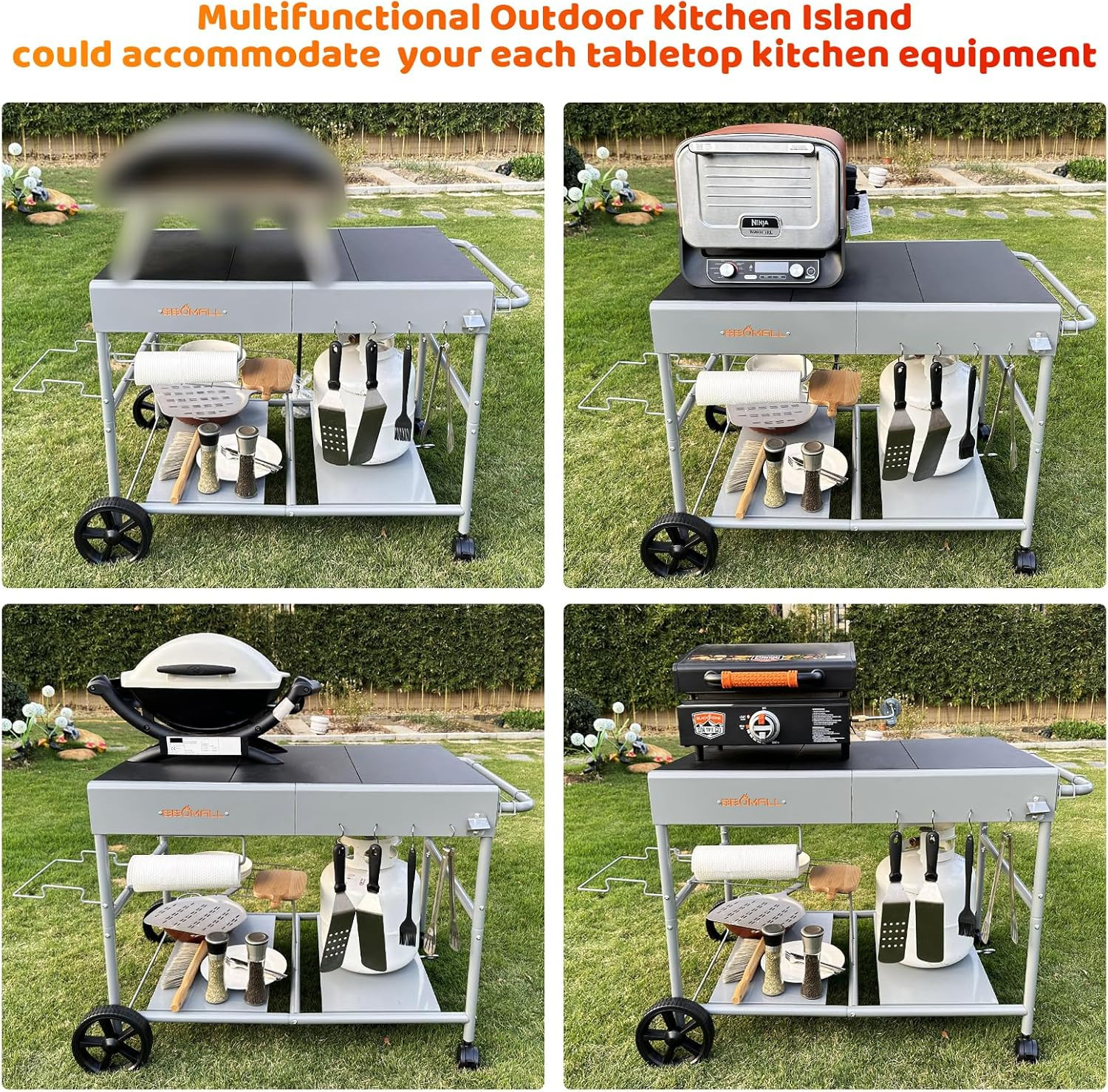Pizza Oven Cart Table and Topping Station for Ooni Koda/Karu/Fyra 16 & 12, Movab