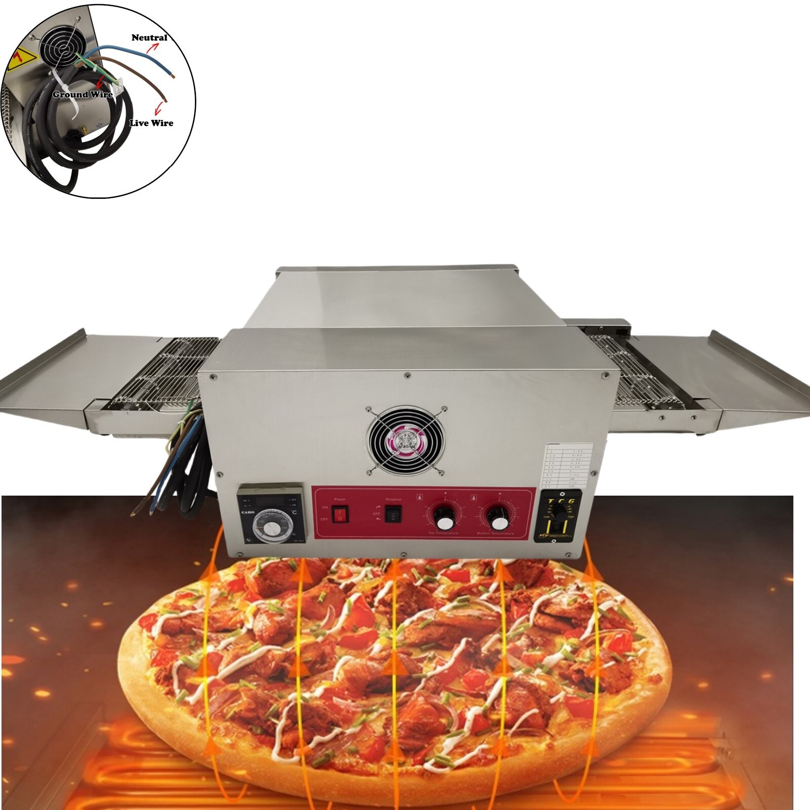 220V Countertop Conveyor Pizza Oven Commercial Baking Oven Electric Stove 12″