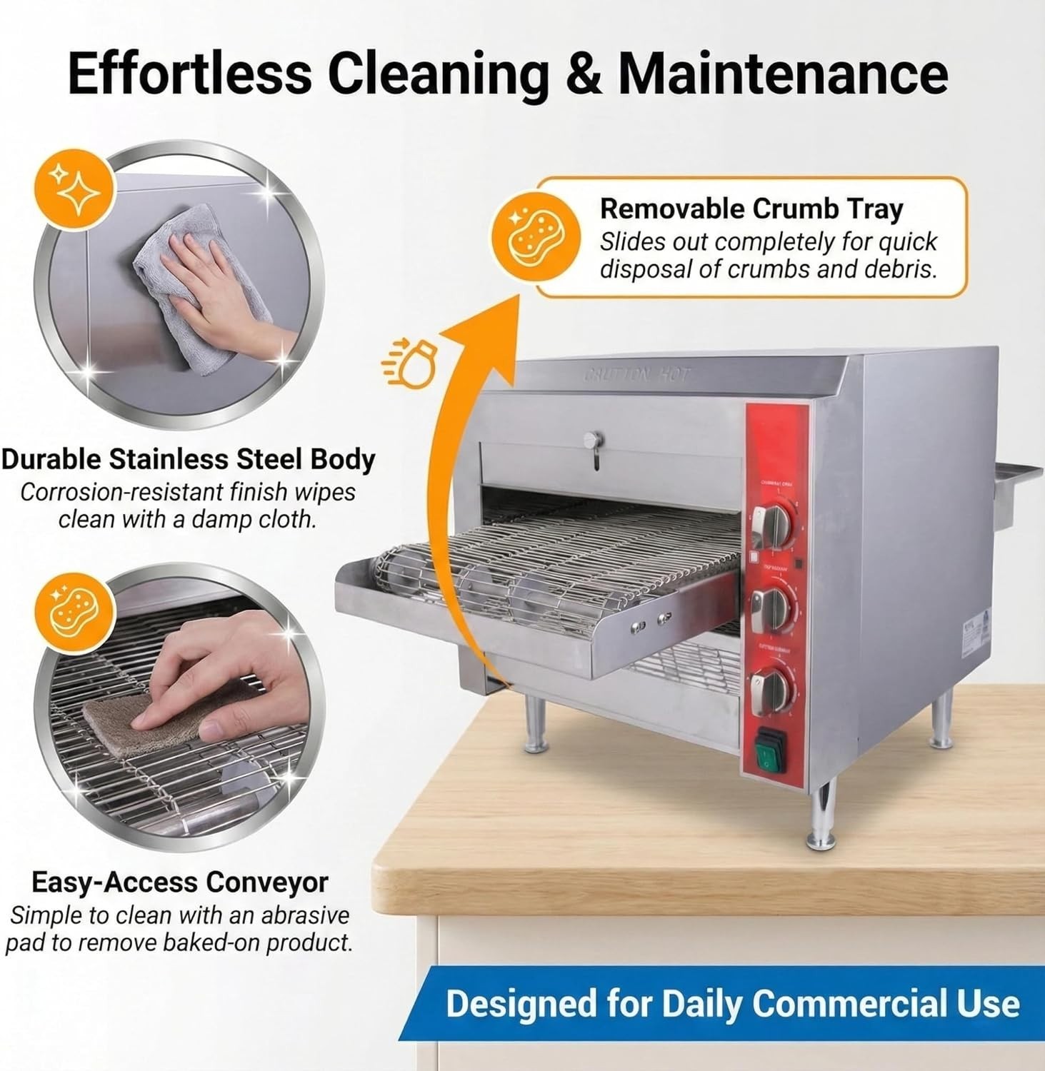 Easyrose Countertop Pizza Conveyor Toaster Bread Oven Machine Commercial Kitchen