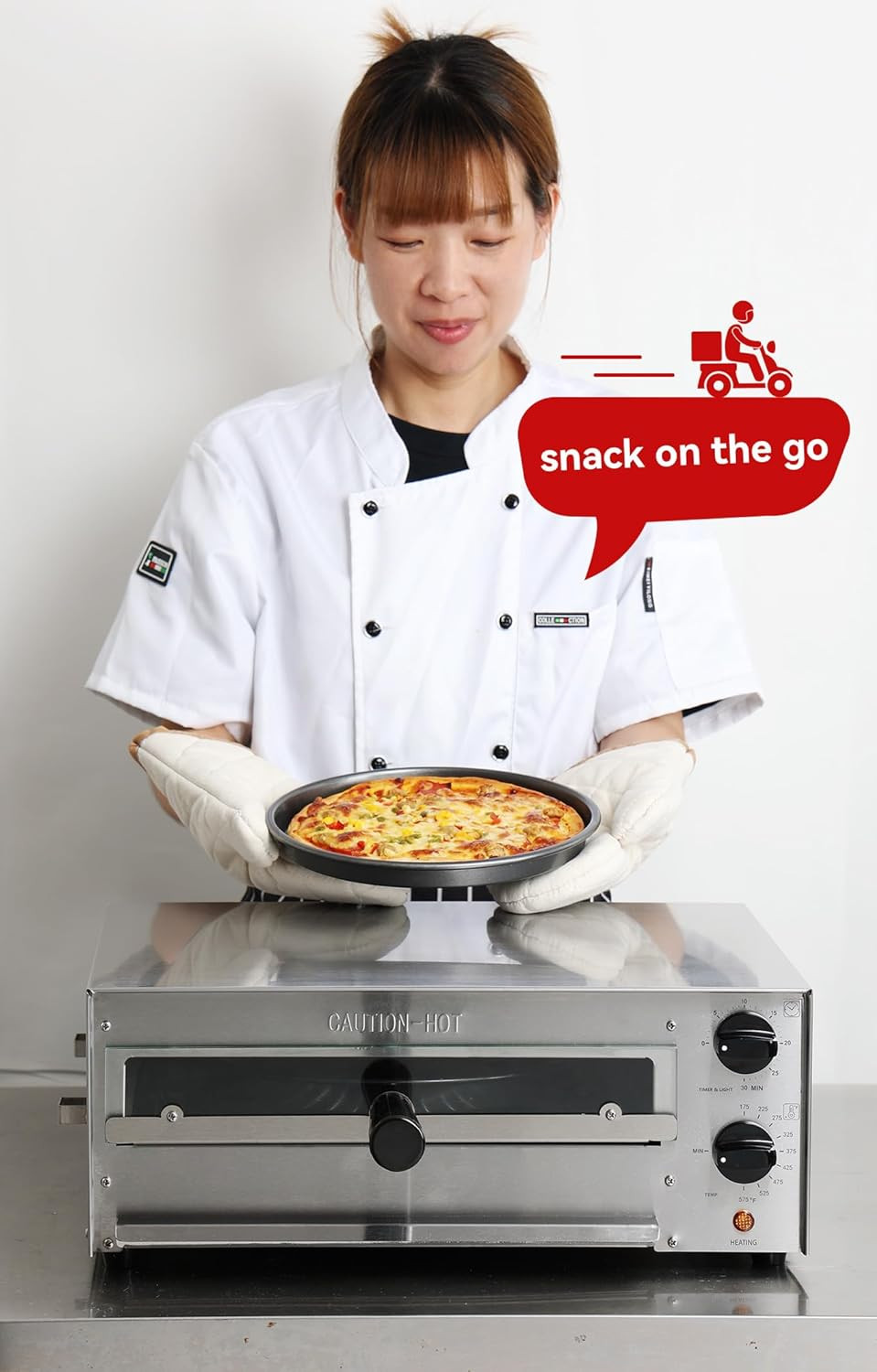 Indoor Electric Pizza Oven with Timer & Glass Door – 13 Inch, 1550W