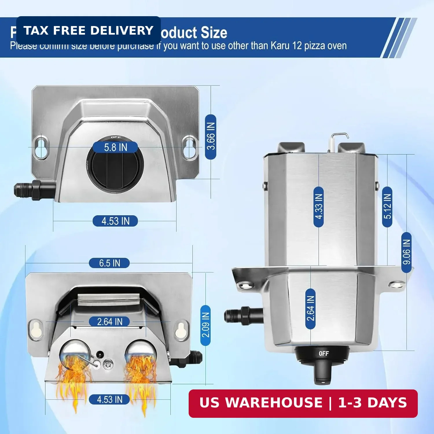 Pizza Oven Accessories, Pizza Oven Gas Burner Attachment, Outdoor Pizza Oven Acc