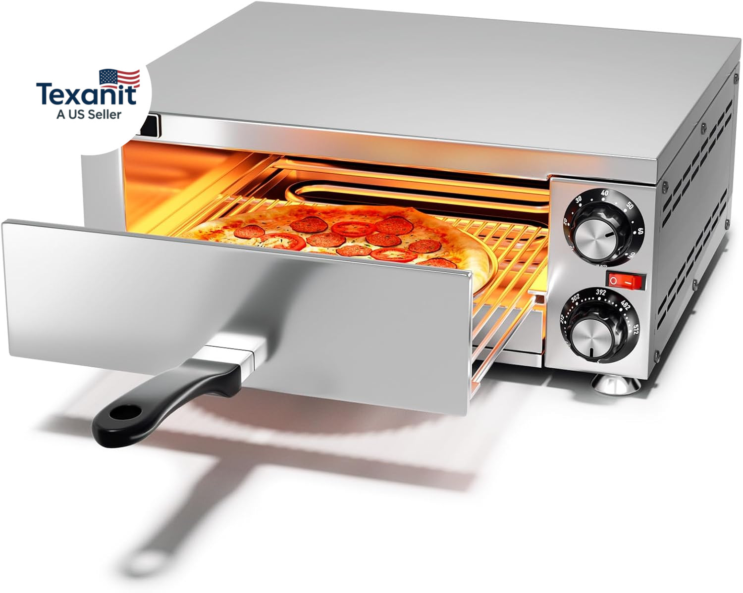 Pizza Oven Indoor Electric Countertop Commercial Pizza Maker with Crumb Tray Sta