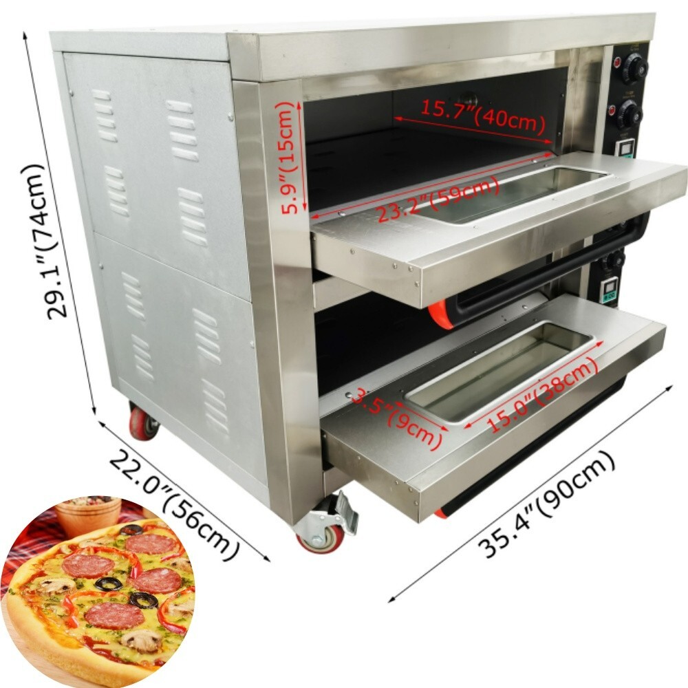 Commercial Pizza Bread Oven 220V 6.4KW Large Double Electric Oven