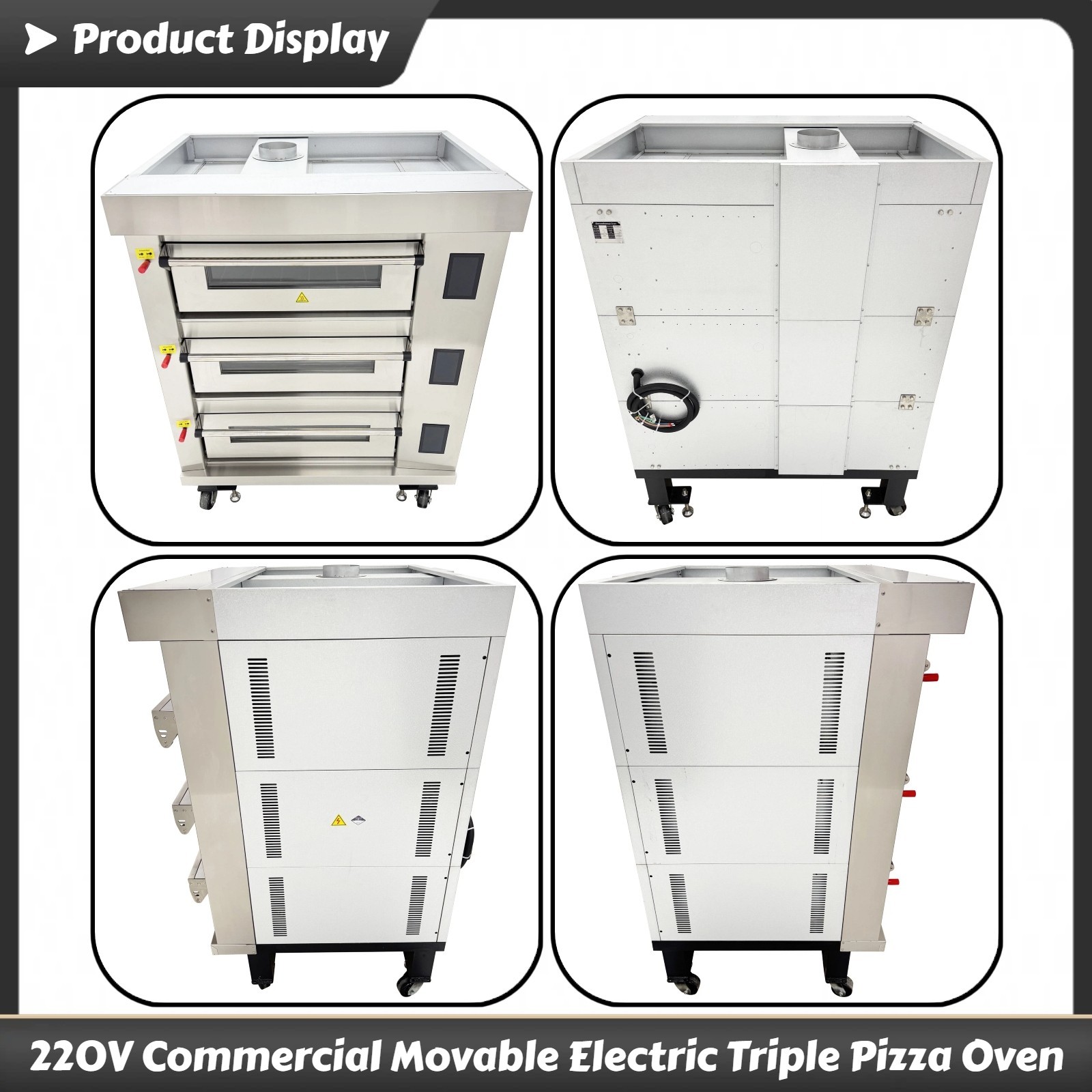 Commercial 220V 3PH 19.8KW 3-Layer Electric Pizza Oven with LCD Touch Screen