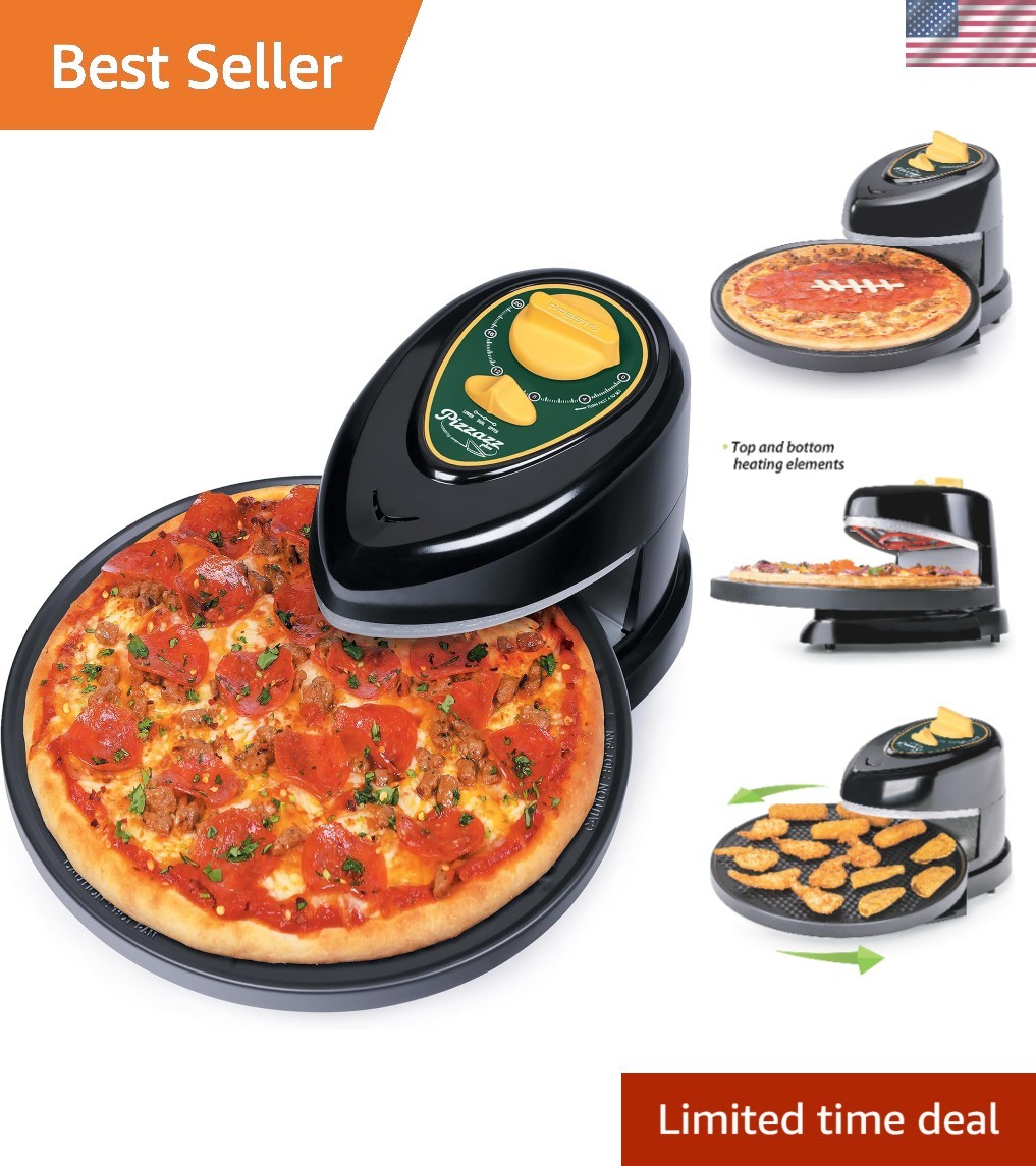 Green/Gold Pizzazz Plus Rotating Oven – 12-Inch Nonstick, Easy Cleanup Appliance