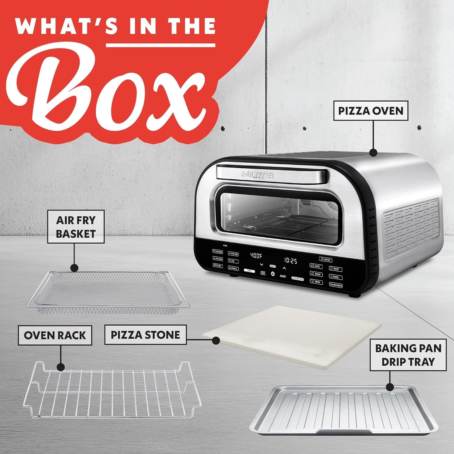 Indoor Pizza Oven Air Fryer Toaster 1800W Countertop Multi-Cooker Pizza Stone