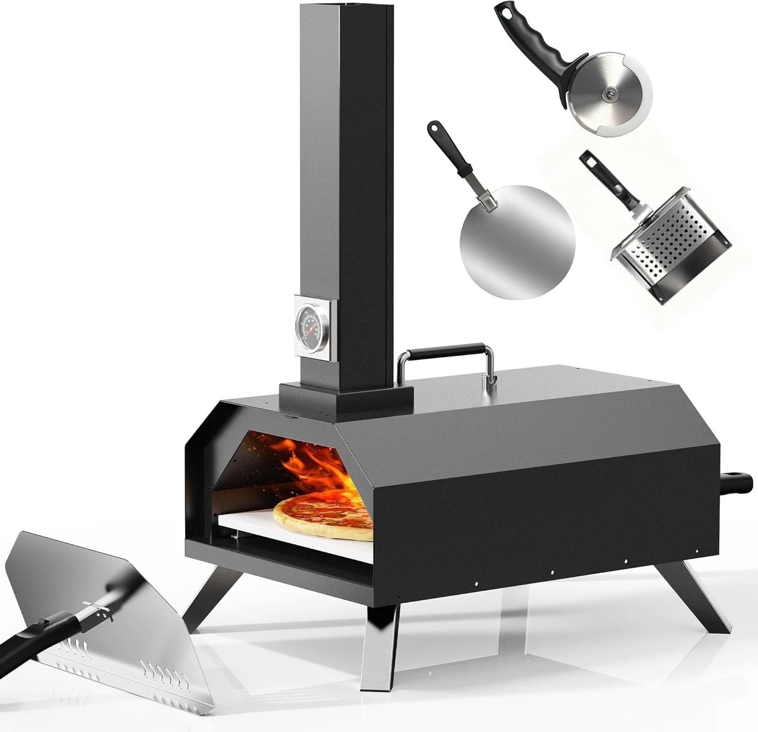 Pizza Oven Outdoor Portable Pellet Pizza Stove Wood Fired Stainless Steel Piz…