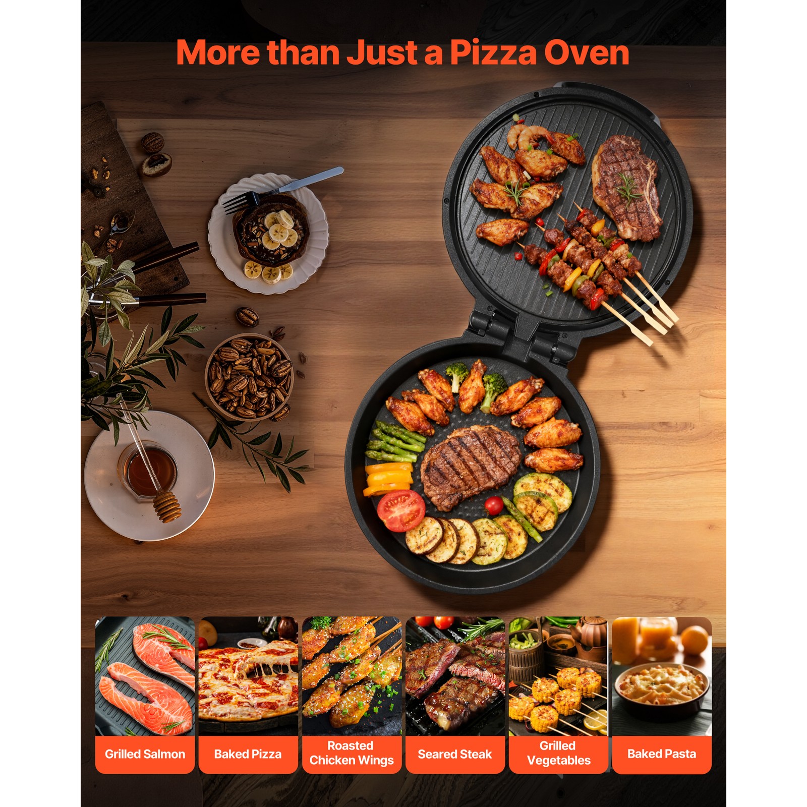 Uimoso 12-Inch Portable Electric Pizza Oven, 1200W for Baking and Grilling