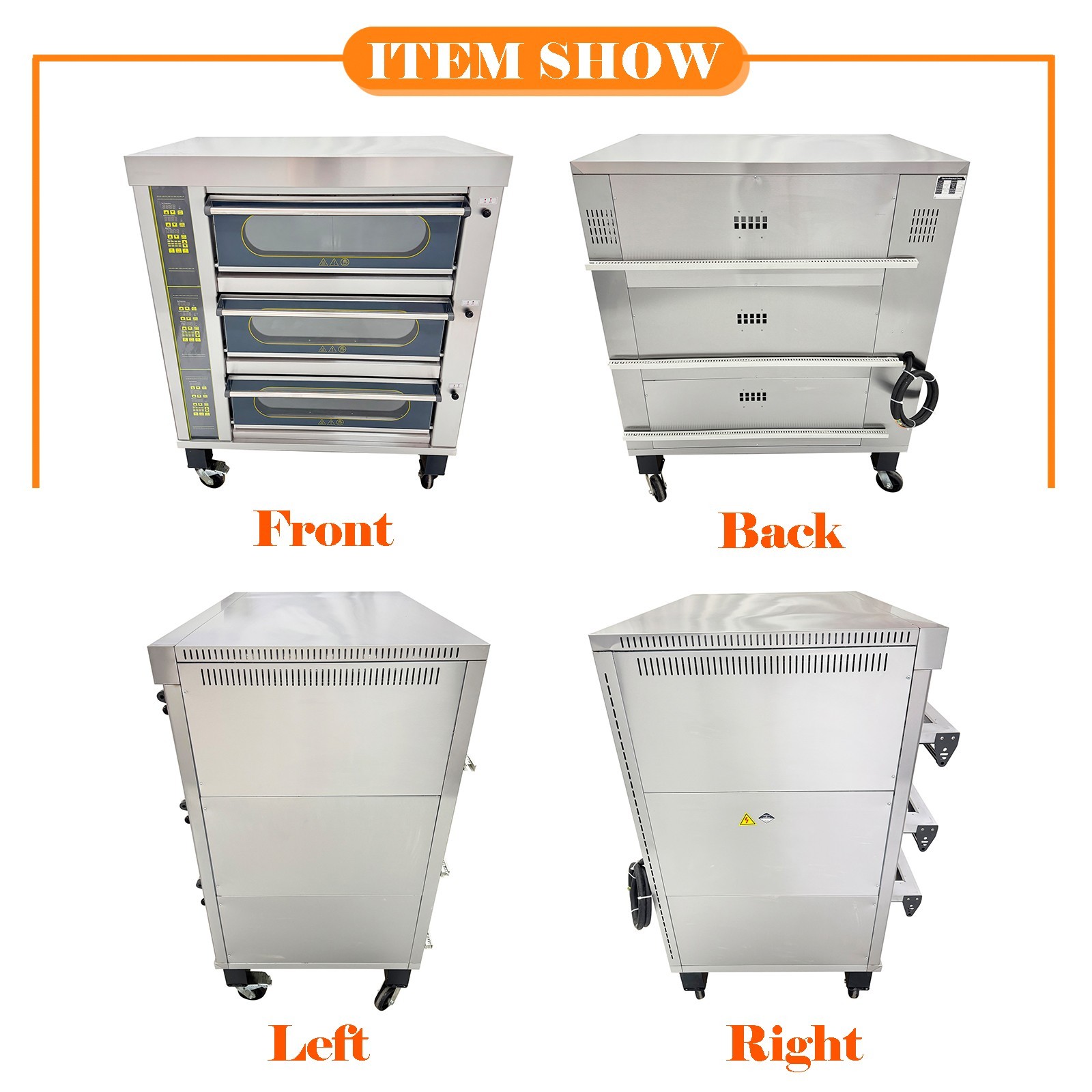 220V 3 Layers Commercial Electric Pizza Oven 3PH Movable Smart Pizza Oven