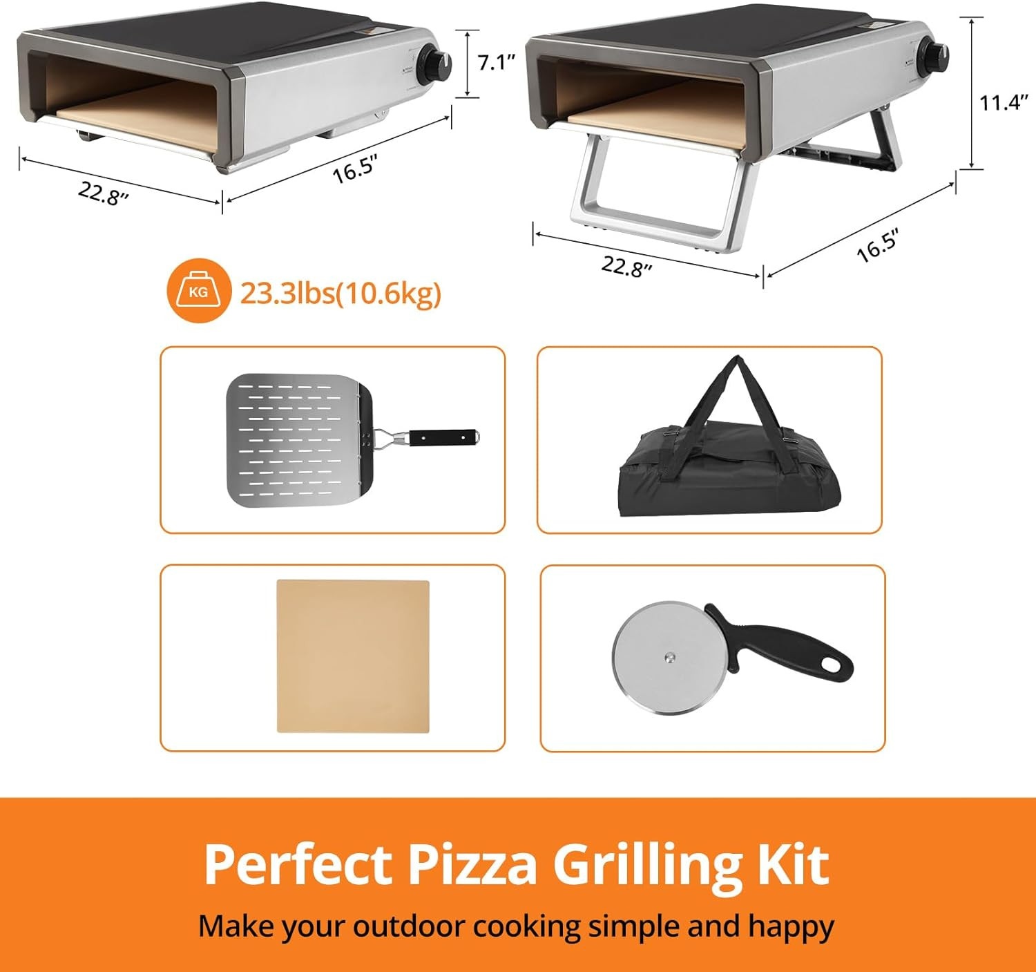 Pizza Oven with 12″ Pizza Barbecue Oven – Portable Pizza Oven, Gas Pizza Oven wi