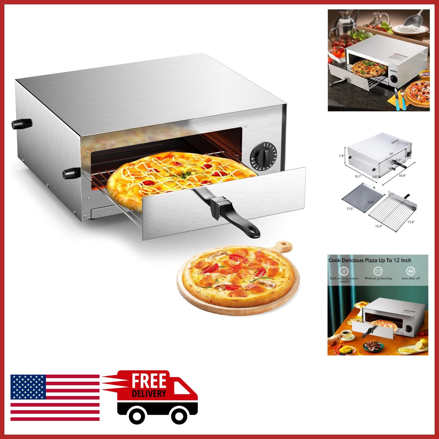 Stainless Steel Snack Oven for Kitchen with Quick Bake and Easy Clean Features