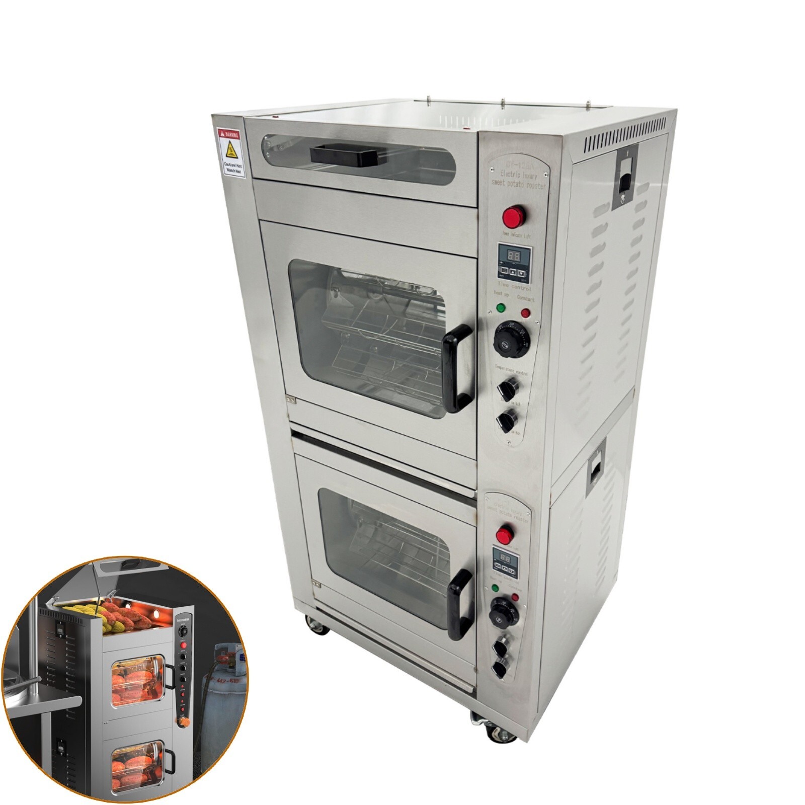 220V Commercial Corn Sweet Potato Roaster Baking Stove Grill Oven