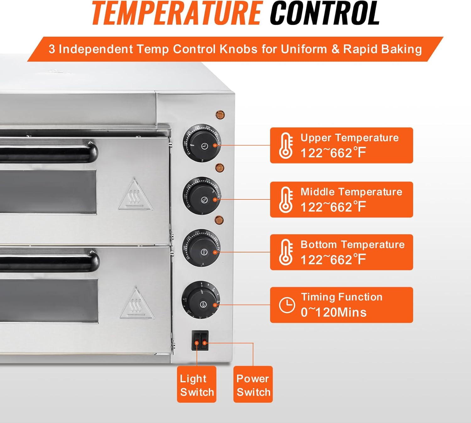 14″ Double Deck Stainless Steel Electric Pizza Oven for Home & Restaurant