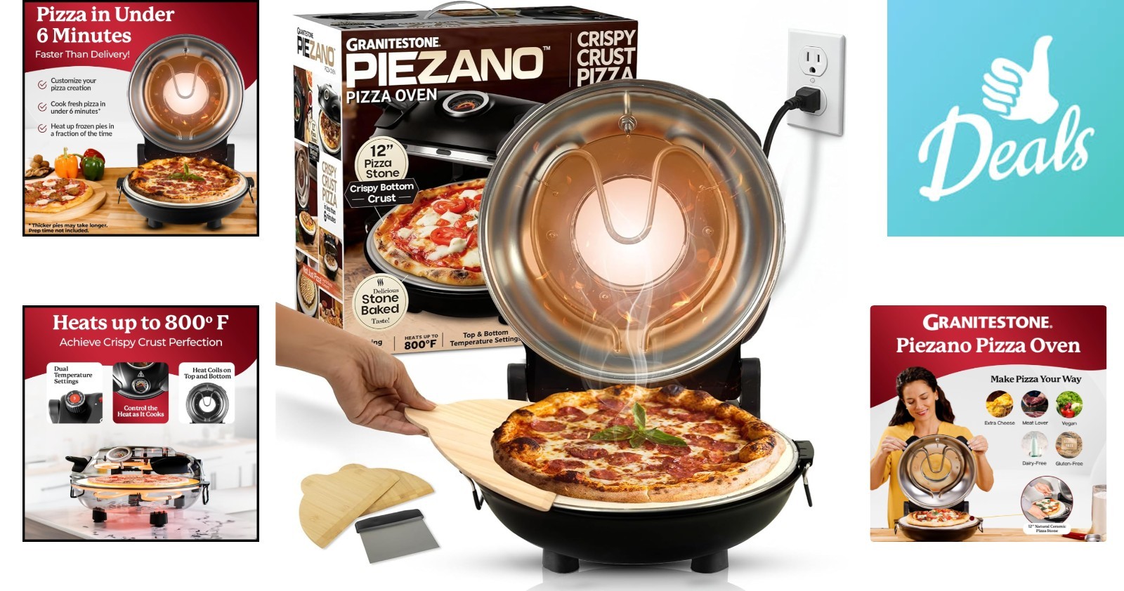 Crispy Crust Electric Pizza Maker – 12 Inch with Ceramic Stone & Accessories