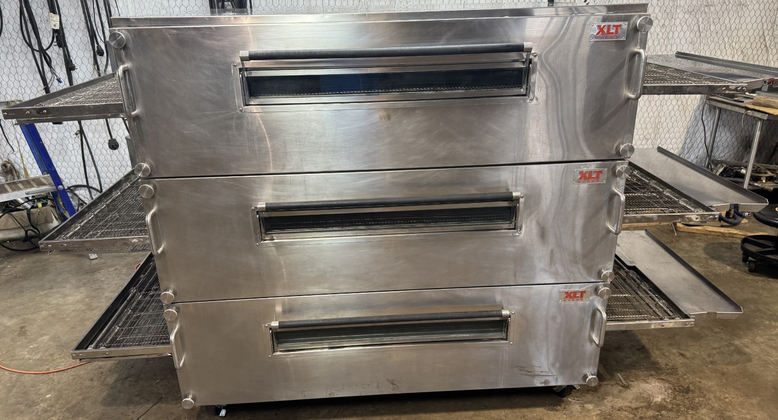 XLT 3870 Nat Gas Triple Stack Pizza Conveyor Ovens** Video Demo** W/SPLIT BELT