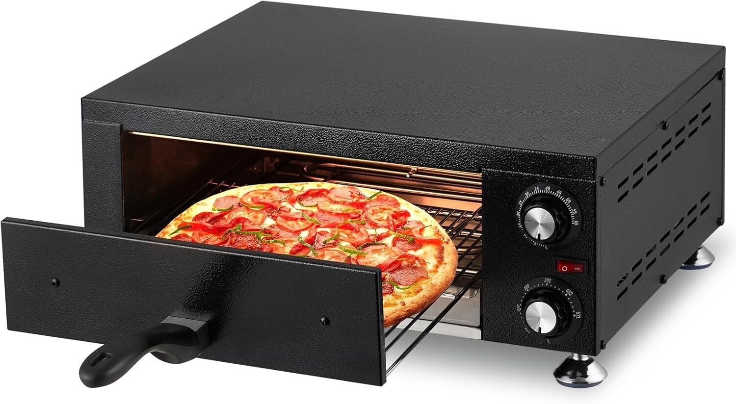Electric Pizza Oven 1100W Commercial Pizza Oven Countertop Stainless Steel Balck