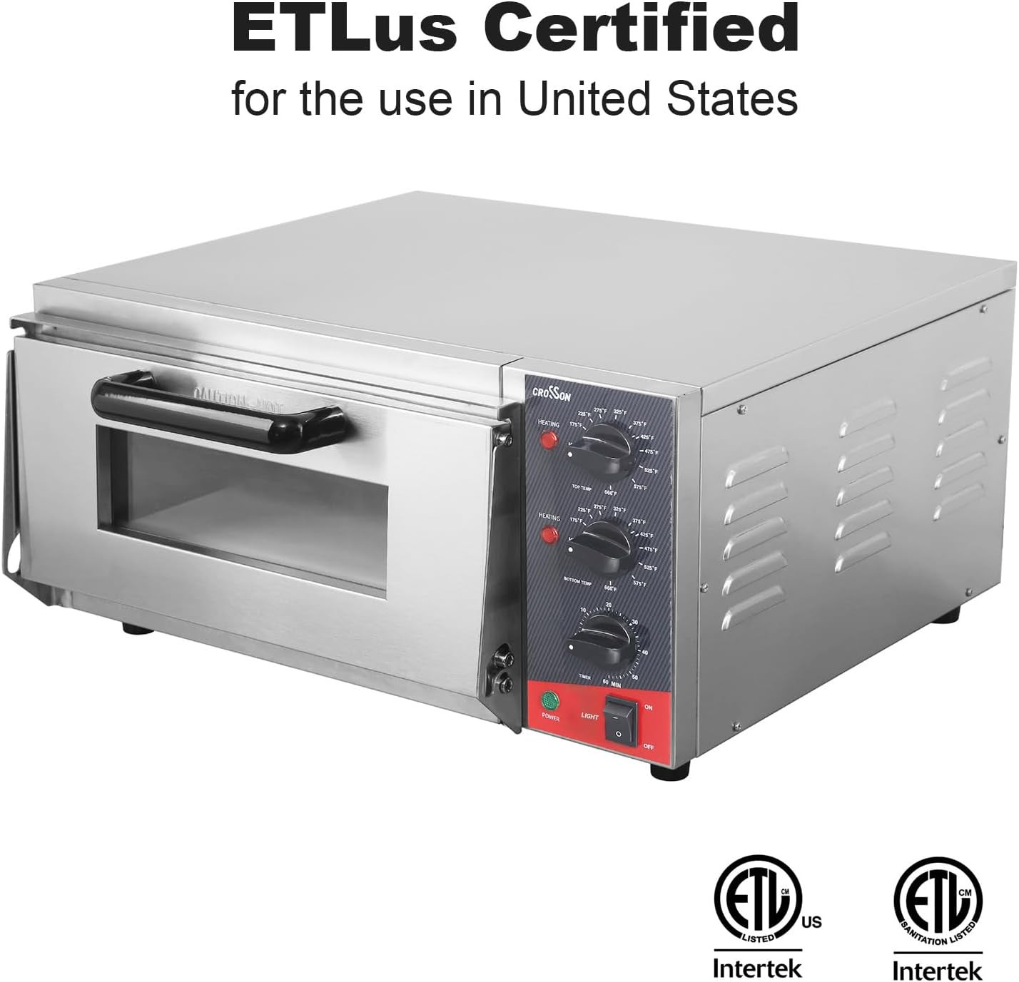 ETL Listed Commercial 16 Inch Countertop Electric Pizza Oven with Pizza Stone, M