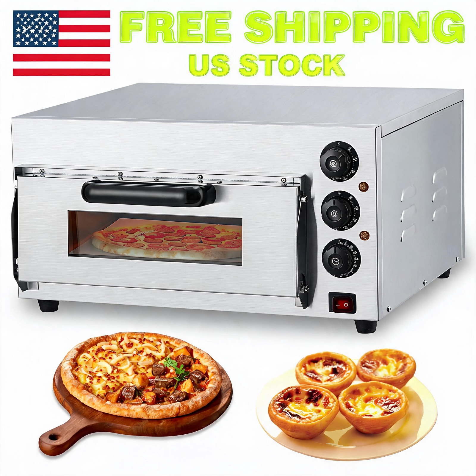 Electric Pizza Oven Countertop, 16 in Commercial Pizza Oven with Adjustable