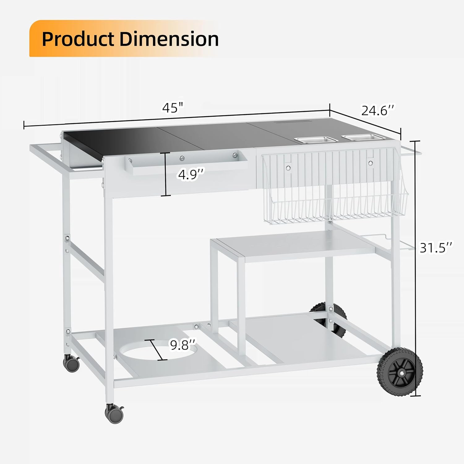 Vongrasig Pizza Oven Table with Topping Station, Patio Kitchen Island Outdoor Ba